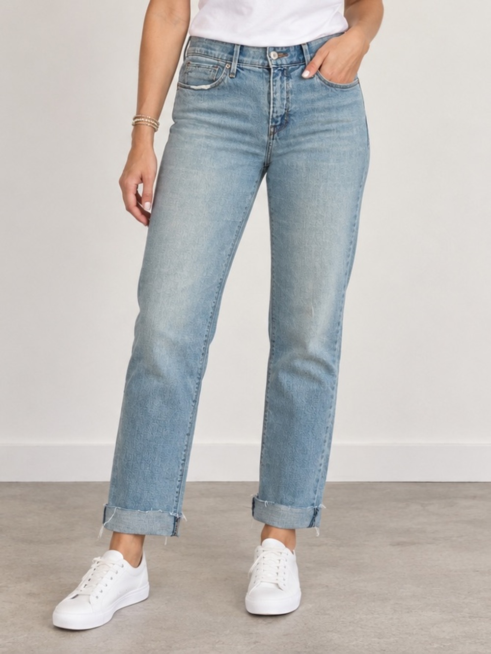 Levi’s 595 Straight Leg Jeans Size 4 Raw Cuffed Hem Light Wash
